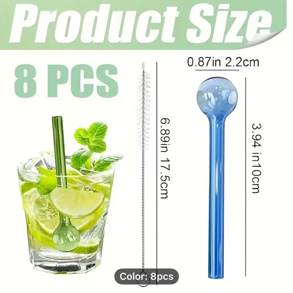 Glass Stirring Rod Set - multi colored set of 8